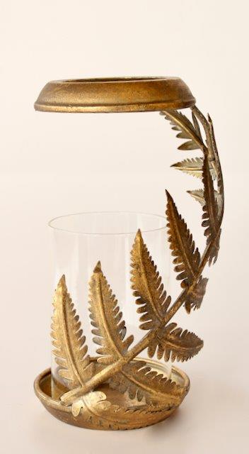 Gold Metal Fern Candle Holder